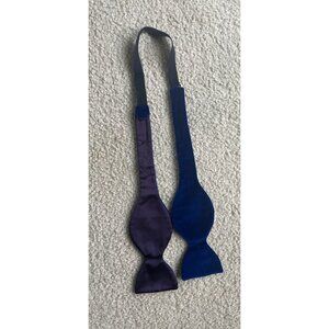 Vintage Classic Brilliant Royal Blue Self Tie Formal Velvet Bowtie Satin Lining